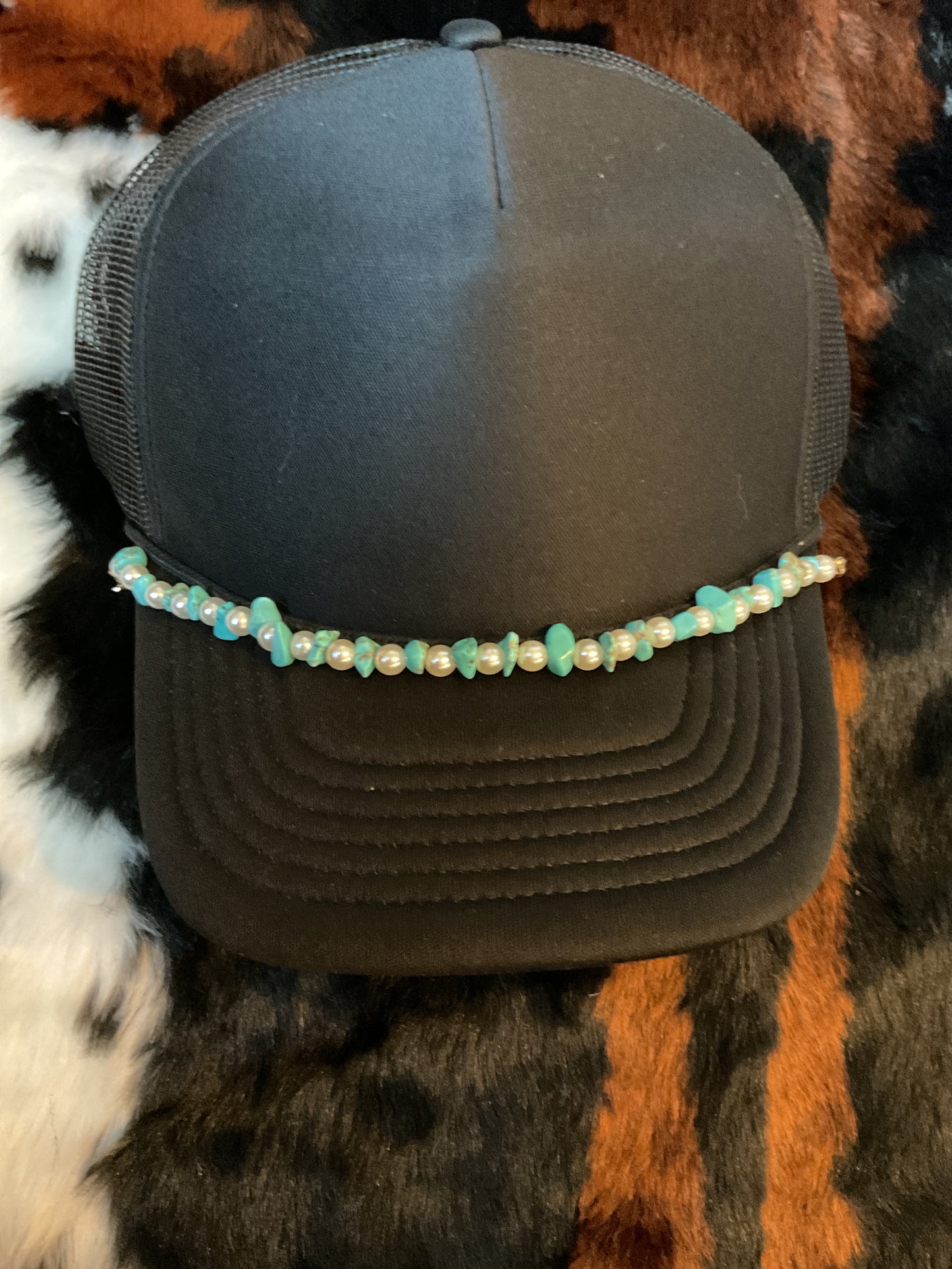 Turquoise And Pearl Hat Chain