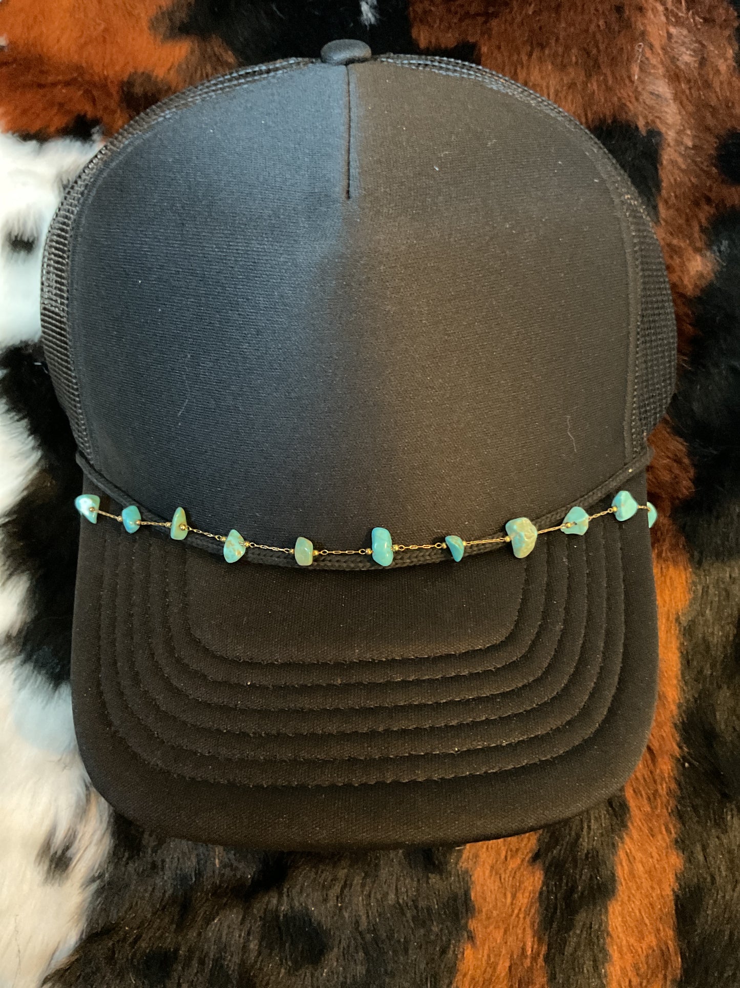 Gold And Turquoise Hat Chain