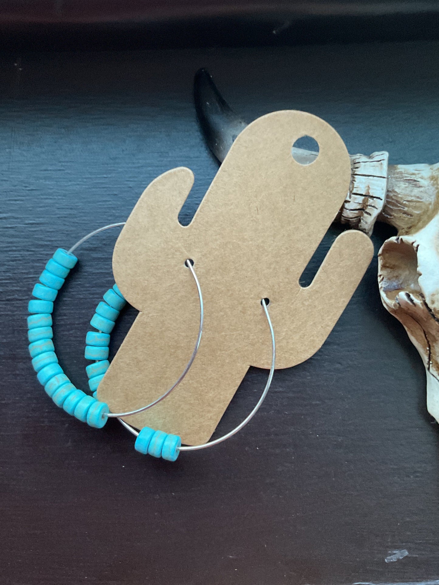 Turquoise And Silver Hoop Earrings