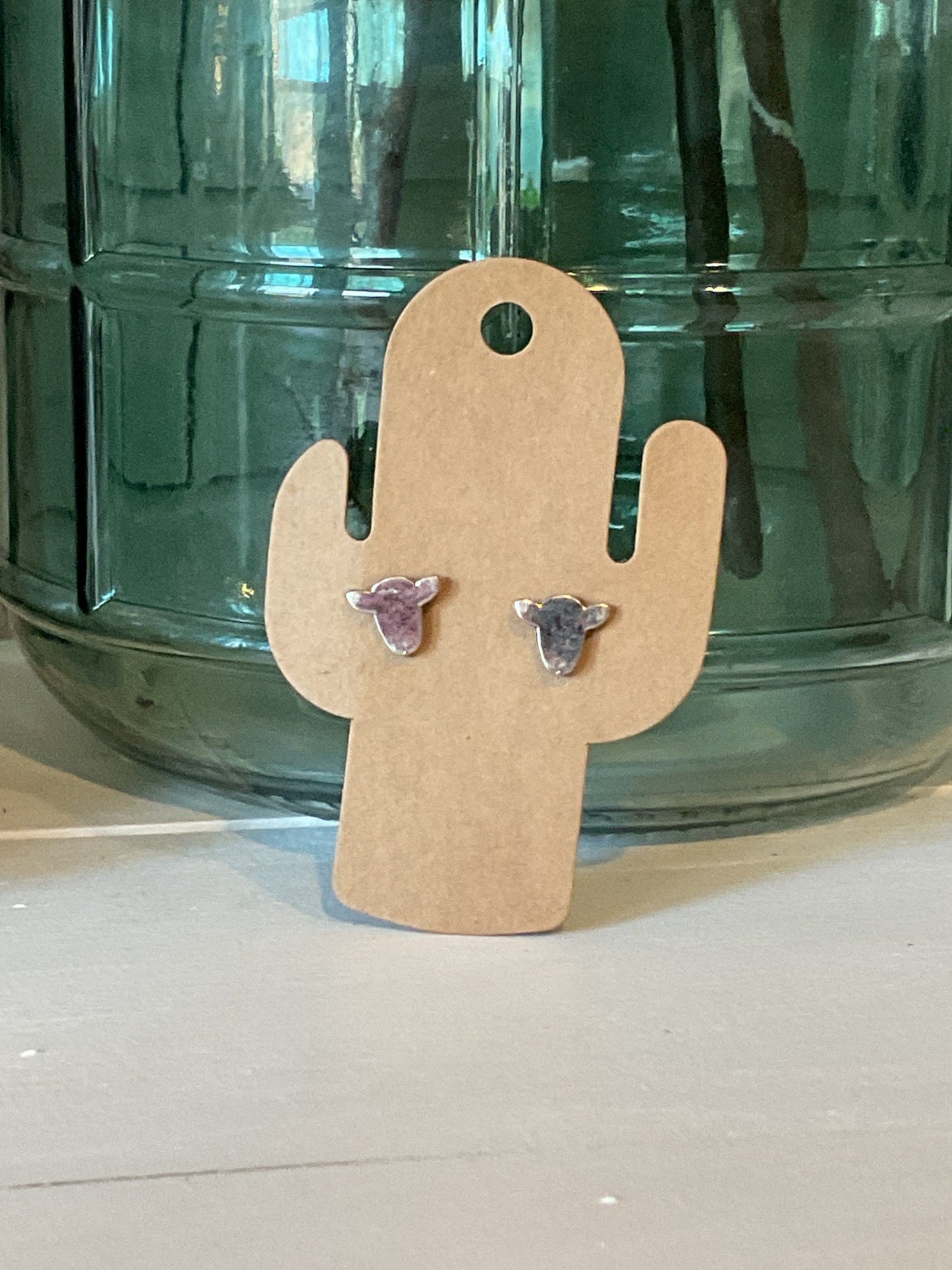 Silver Lamb Head Stud Earrings