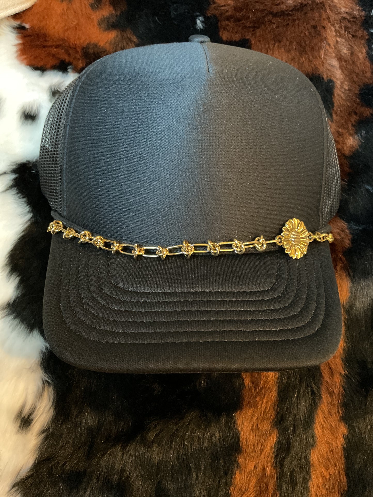 Gold Sunflower Hat Chain
