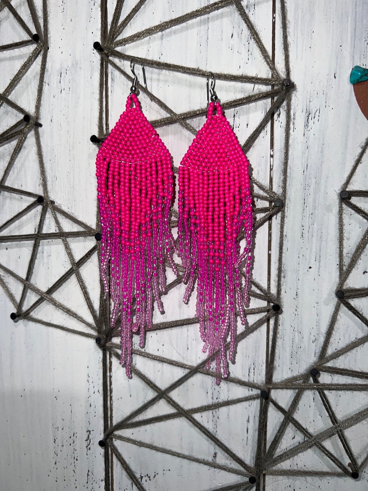 HOT PINK BEADED EARRINGS