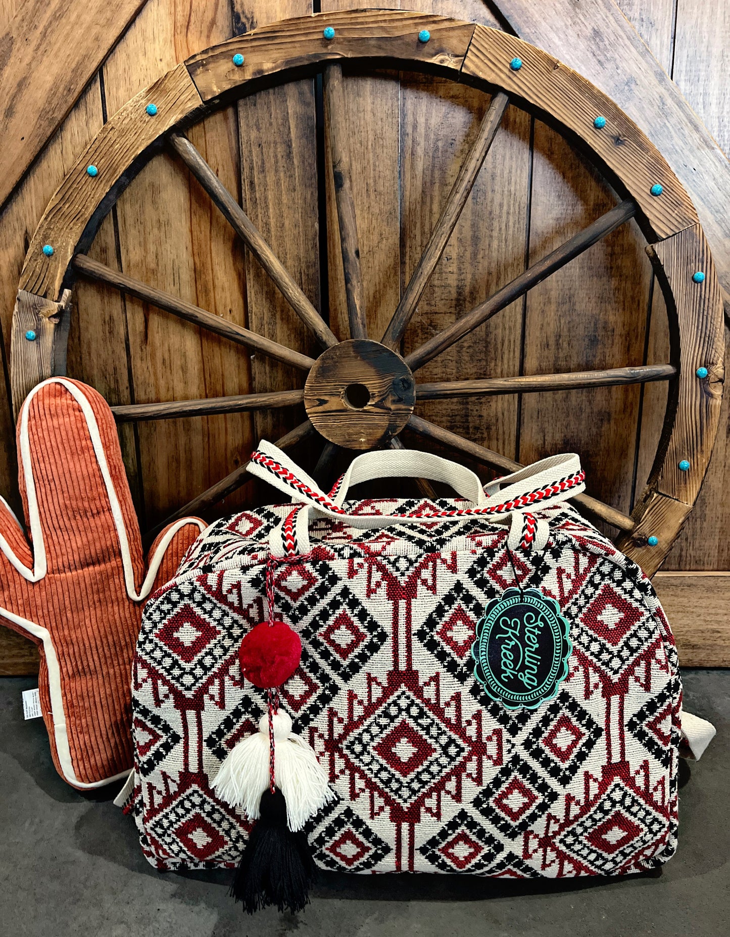 Red/Navy Aztec Overnight Bag