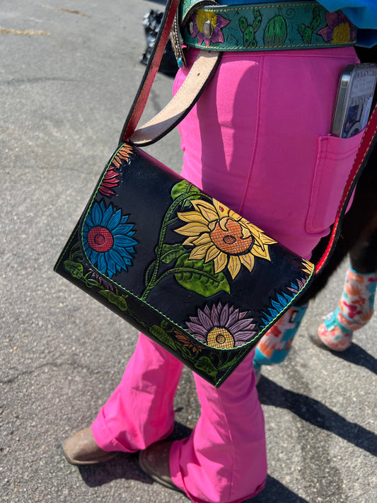 Sunflower Custom Leather Purse