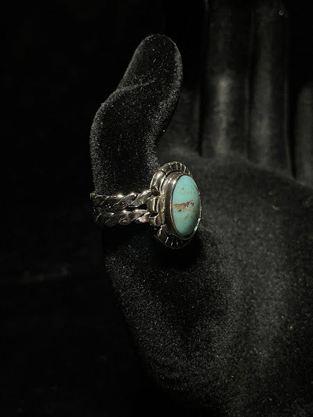 RS Feathered Bezel Turquoise Ring