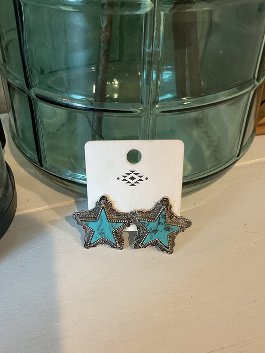 Turquoise Star Stud Earrings