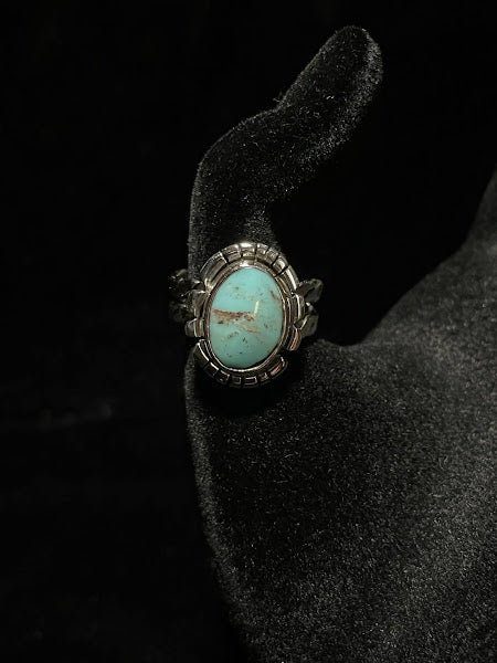 RS Feathered Bezel Turquoise Ring