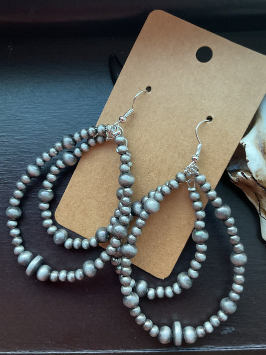 Silver Bead Dangle Earrings