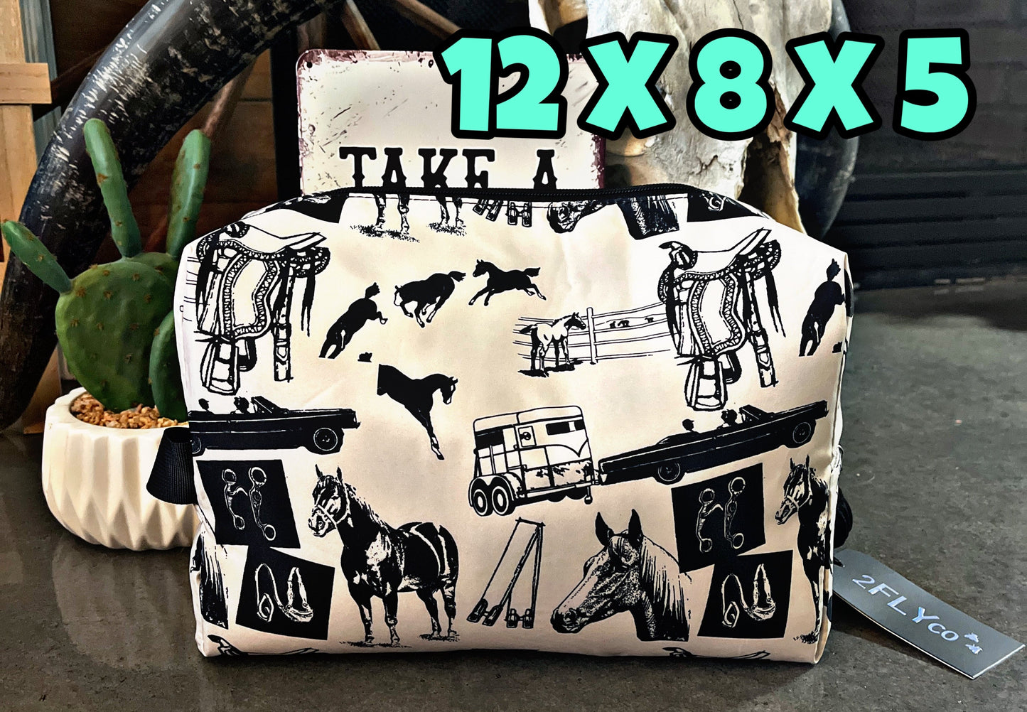 Cream Colored Western Print Traveler Bag