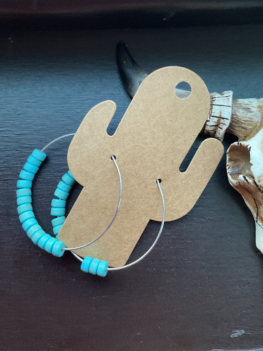 Turquoise And Silver Hoop Earrings