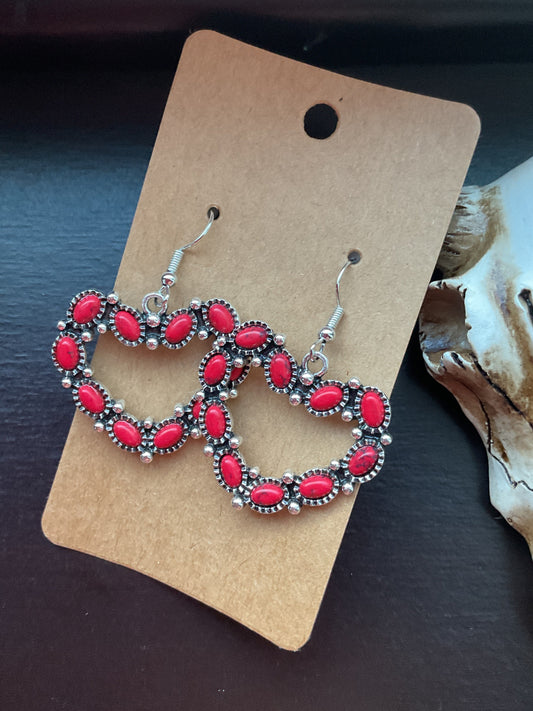 Red Heart Dangle Earrings