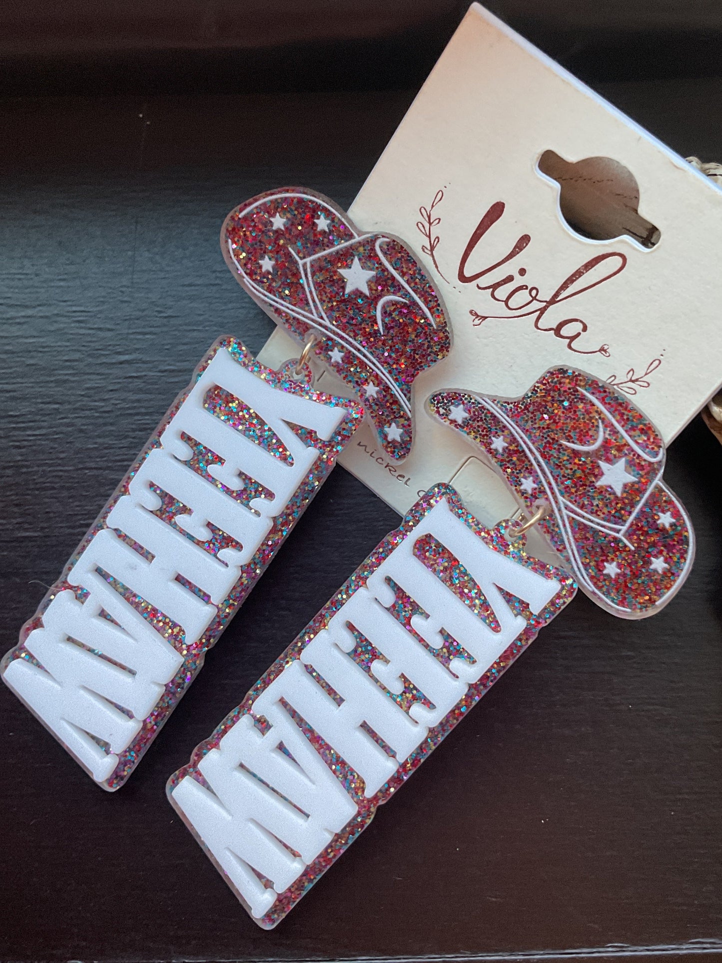 YEEHAW Glitter Dangle Earrings