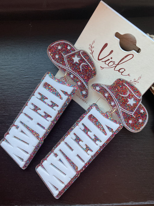YEEHAW Glitter Dangle Earrings