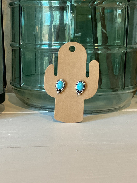 Vintage Oval Turquoise Stud Earrings