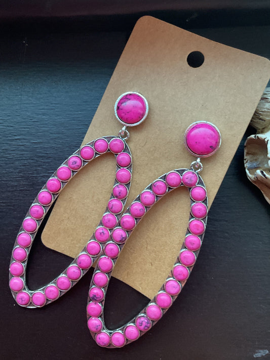 Pink Stone Dangle Earrings