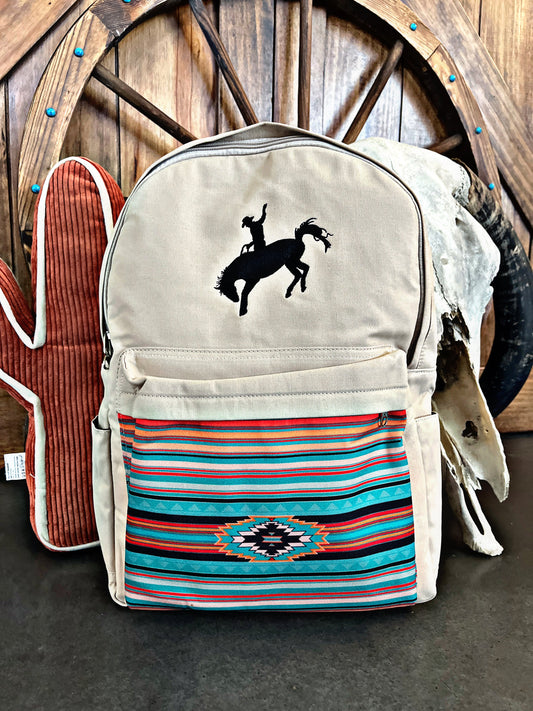 Beige Bucking Horse Backpack