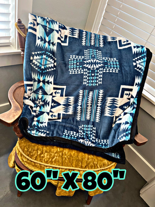 Full Size Blue Southwest Print Blanket