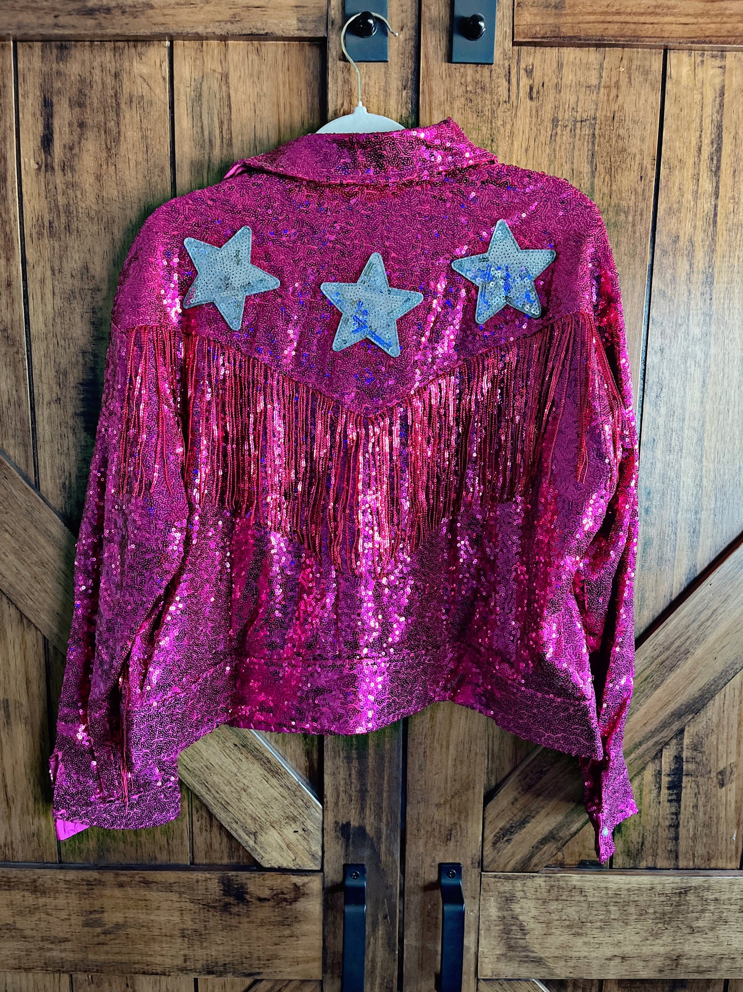 Pink/Star Sequin Fringe Jacket