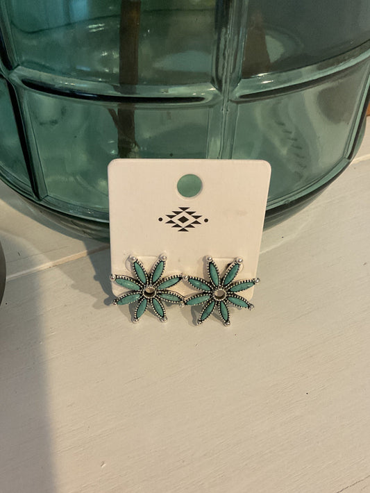 Turquoise Blossom Stud Earrings