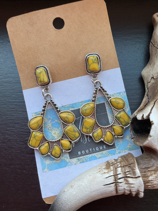 Vintage Yellow Stone Earrings