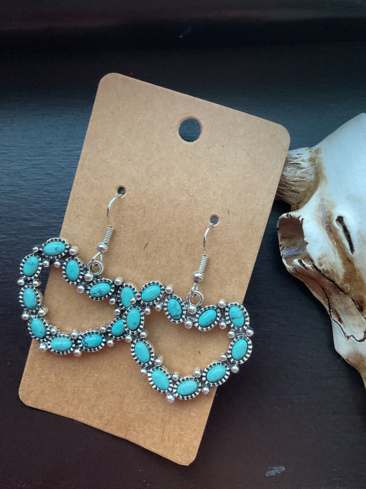 Turquoise Heart Dangle Earrings