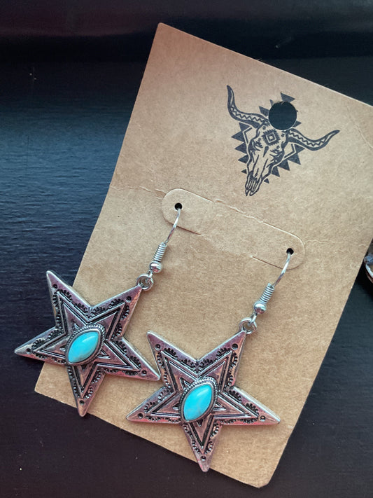 Turquoise Star Dangle Earrings