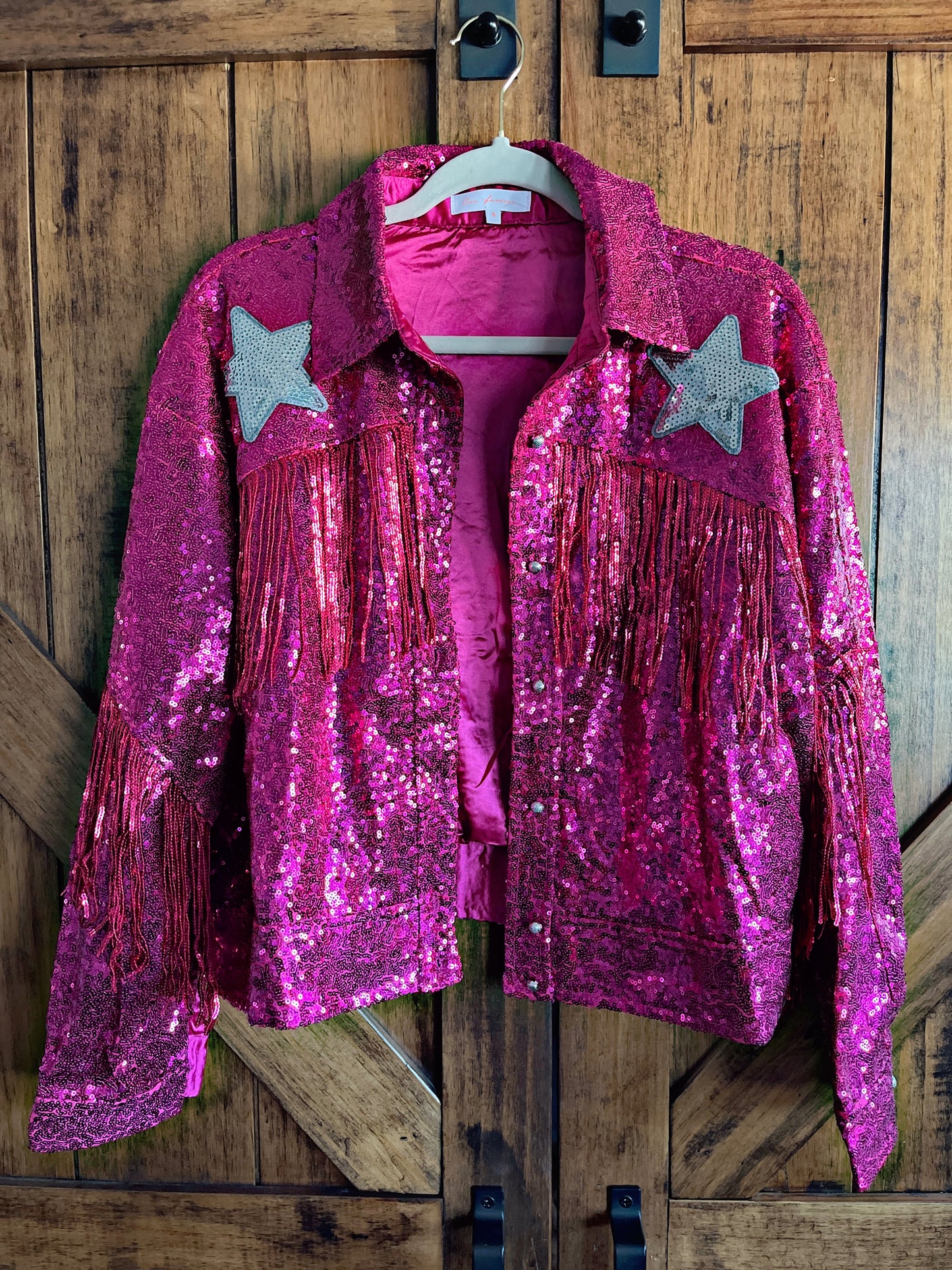 Pink/Star Sequin Fringe Jacket