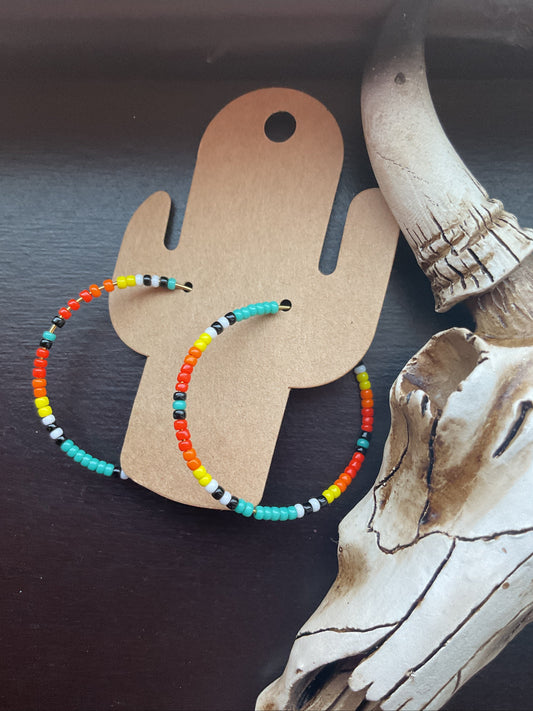 Western Beaded Hoop Earrings