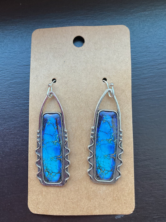 Blue Stained Glass Dangle Earrings