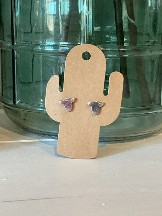 Silver Lamb Head Stud Earrings