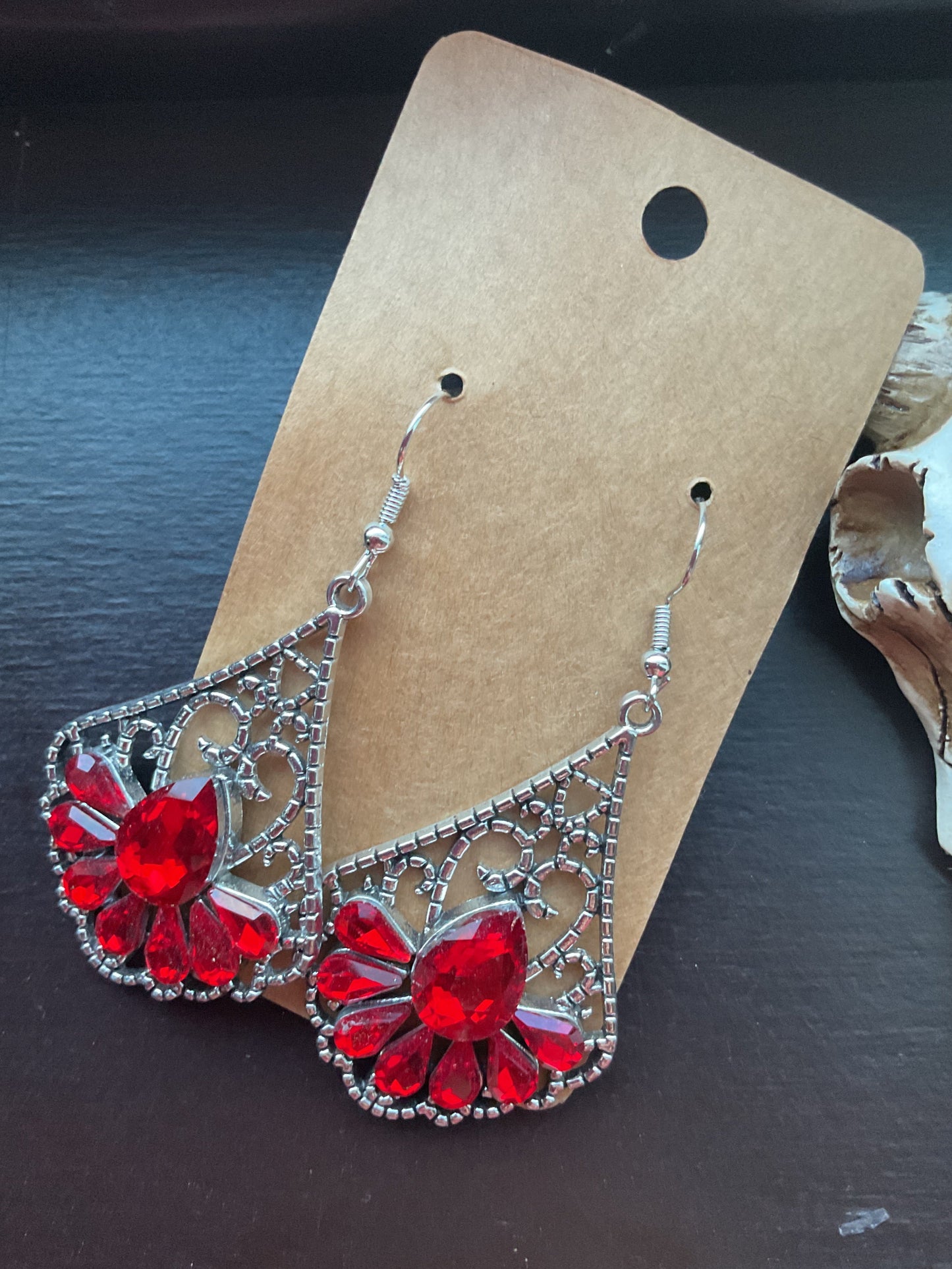 Vintage Red Bling Earrings