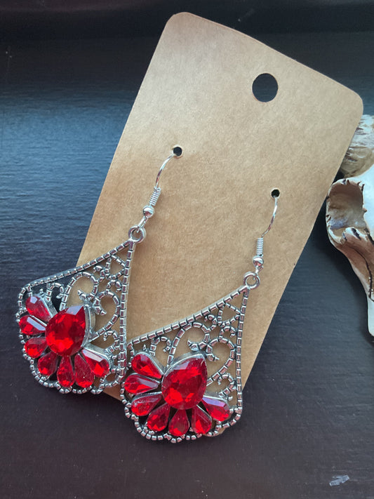 Vintage Red Bling Earrings