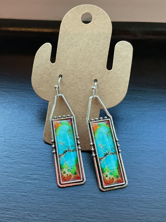 Vintage Stained Glass Dangle Earrings