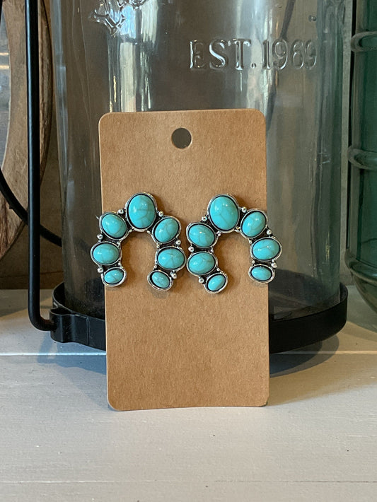 Turquoise Squash Blossom Stud Earrings