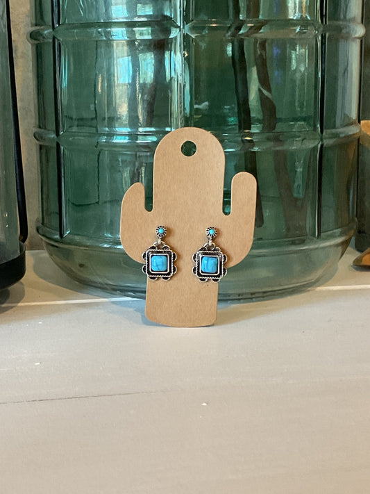 Turquoise Vintage Square Earrings