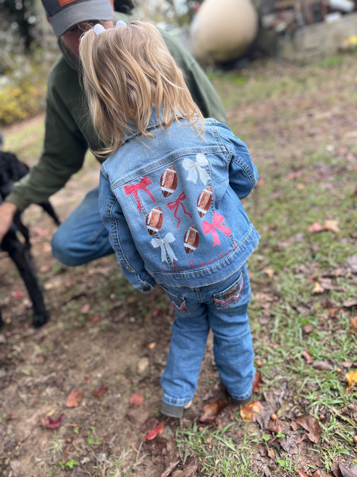 Arkansas Football Bow Jean Jacket