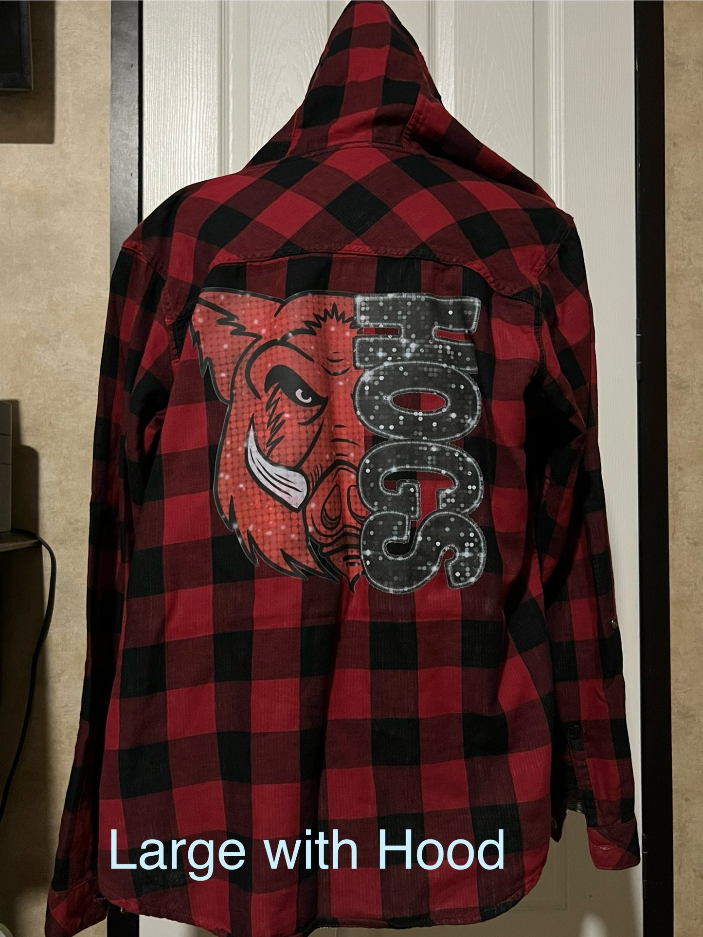 Razorback Plaid Button Up With Hood