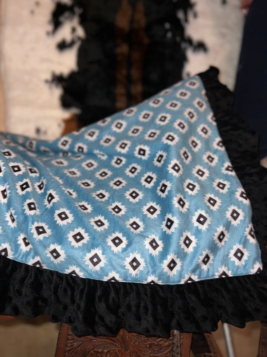 Blue Aztec Minky Baby Blanket