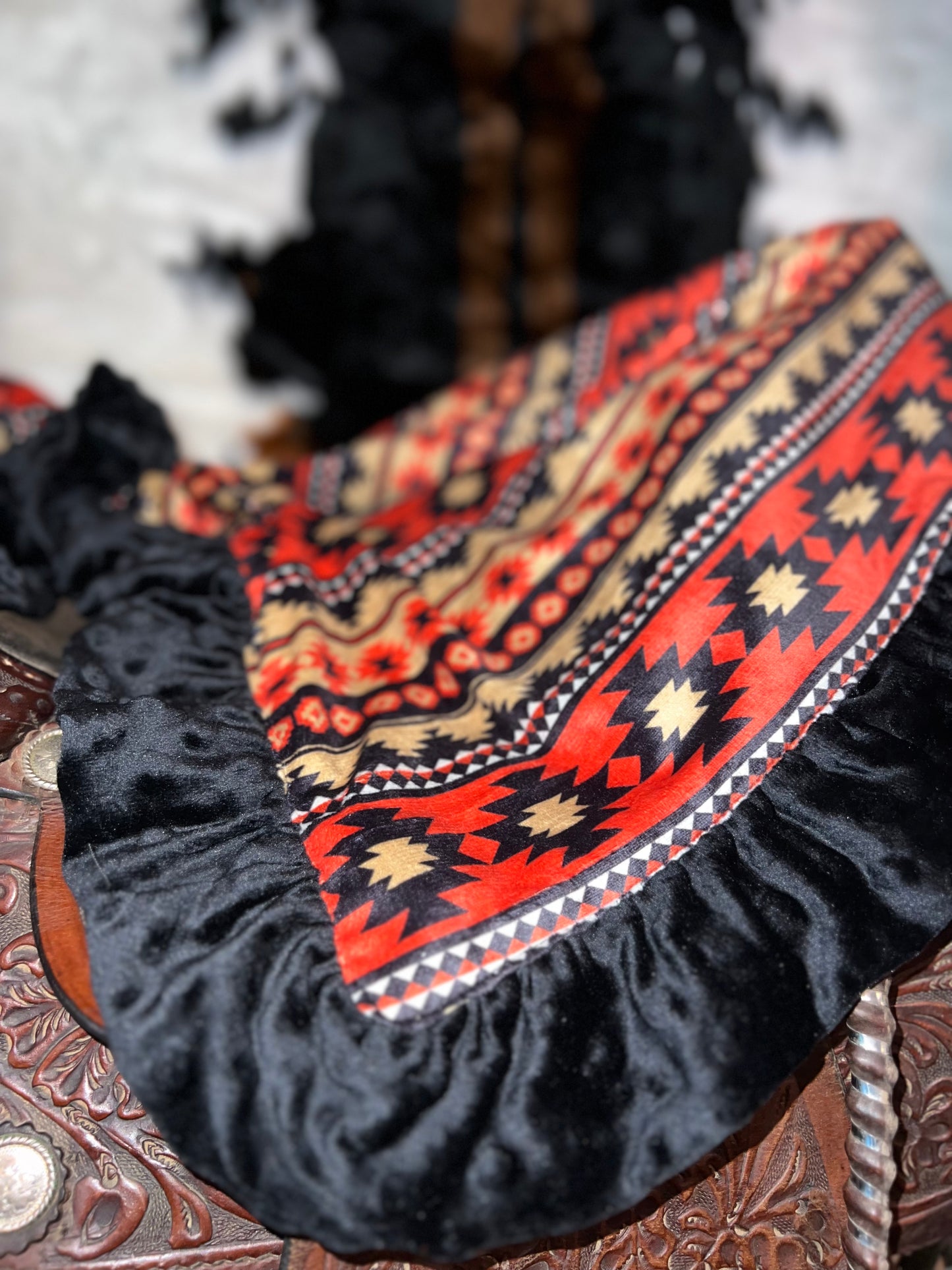 Red Aztec Minky Baby Blanket