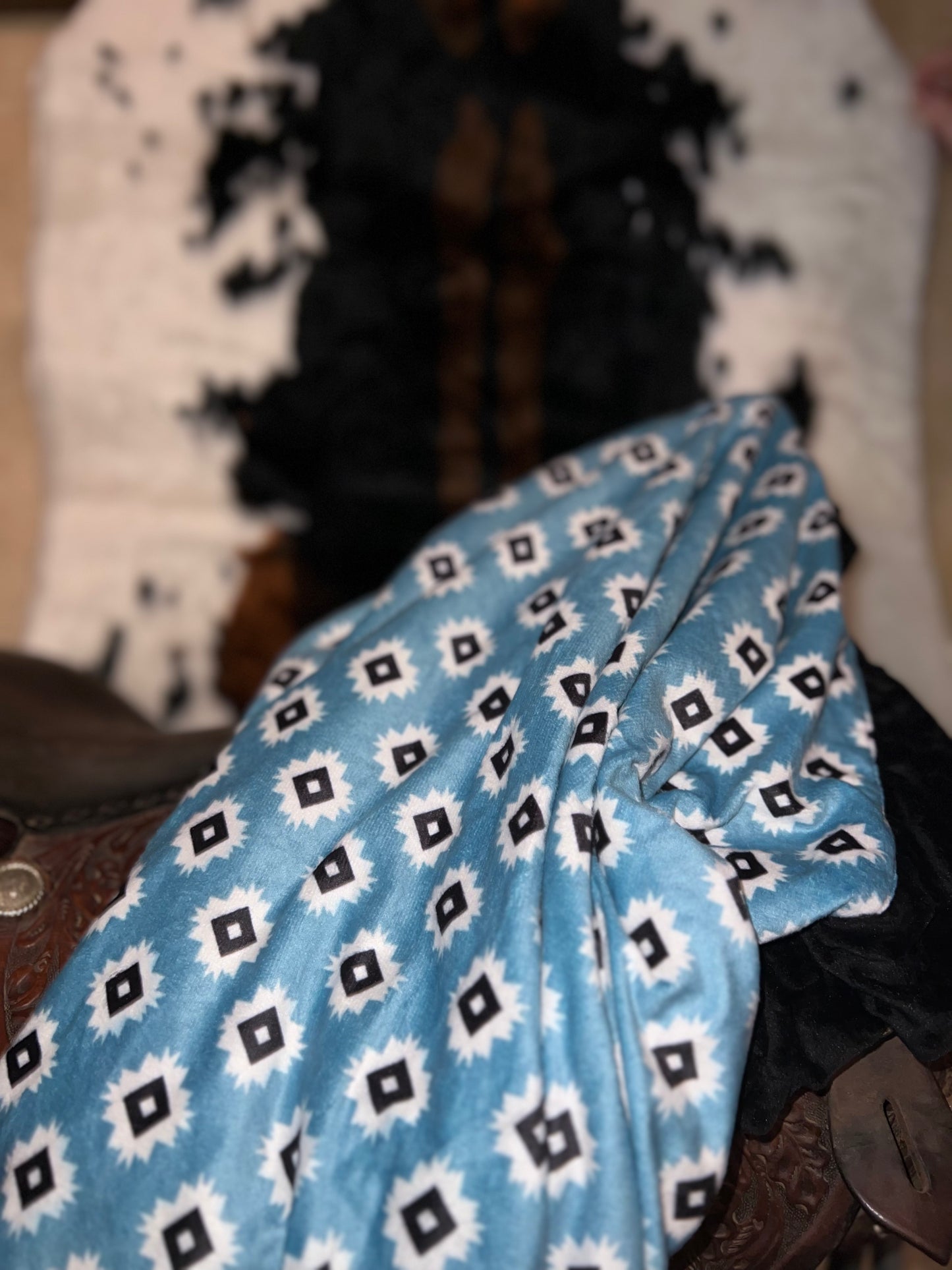 Blue Aztec Minky Baby Blanket