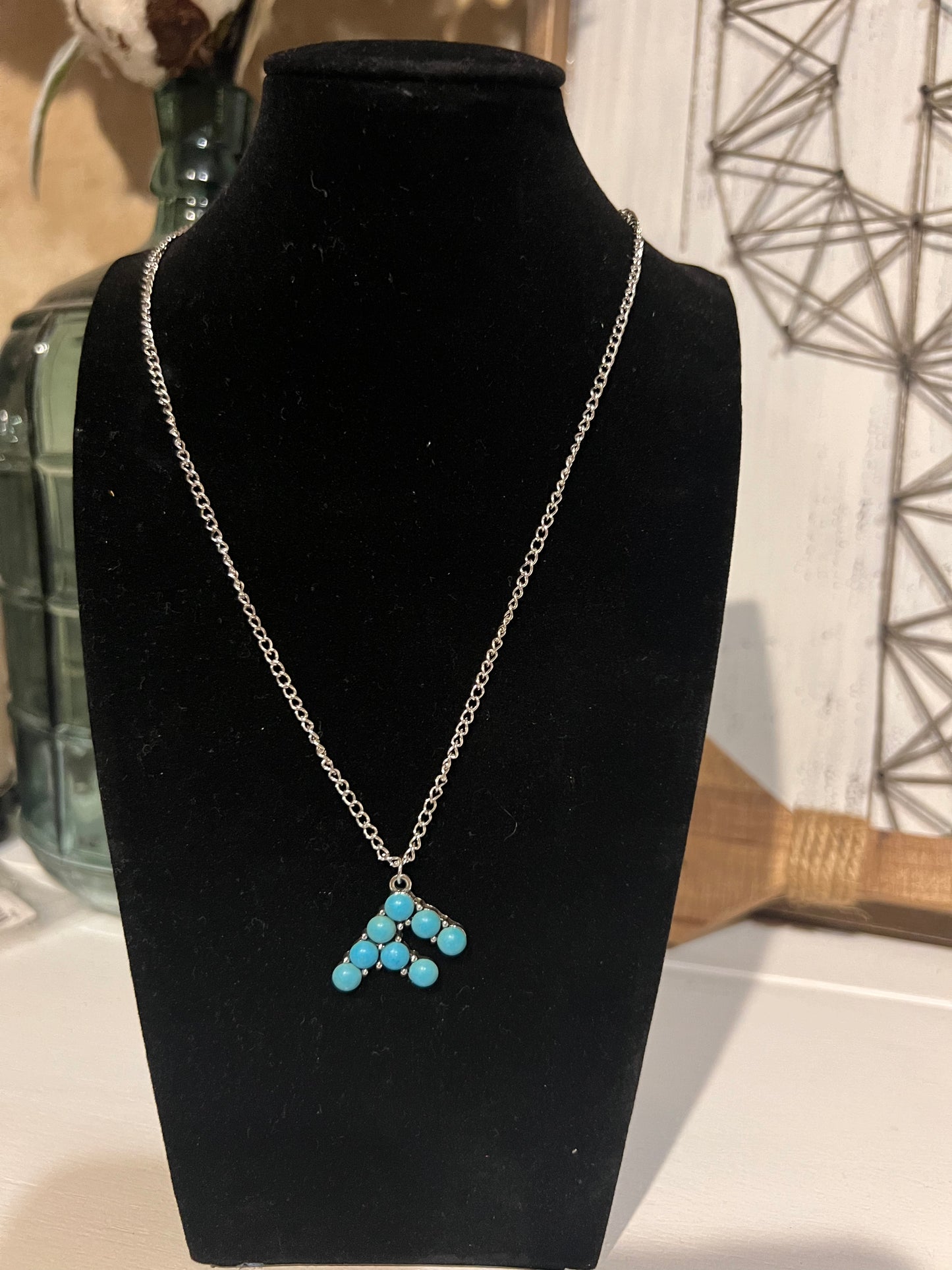 Roundstone Turquoise Initial Necklace