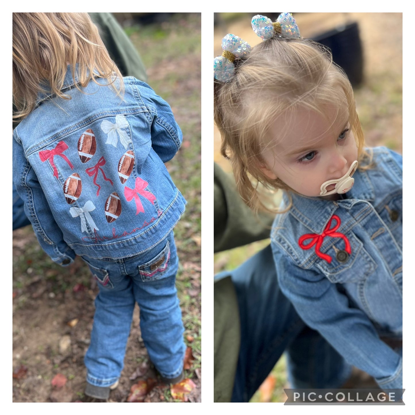 Arkansas Football Bow Jean Jacket