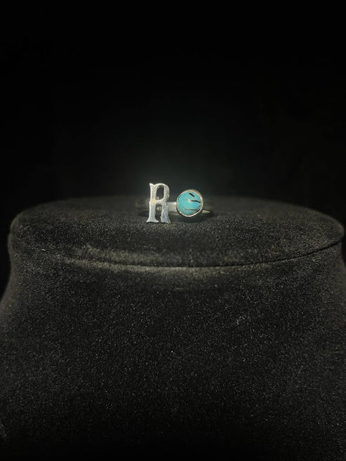 RS Sterling Silver & Turquoise Initial Rings