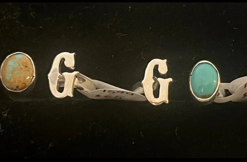 RS Sterling Silver & Turquoise Initial Rings