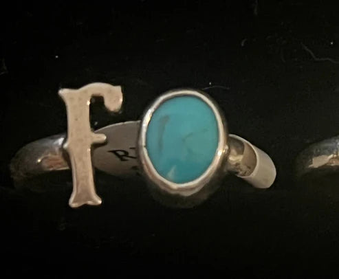 RS Sterling Silver & Turquoise Initial Rings