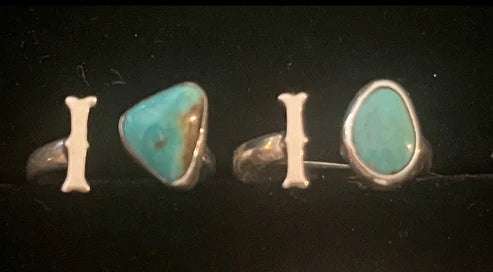 RS Sterling Silver & Turquoise Initial Rings