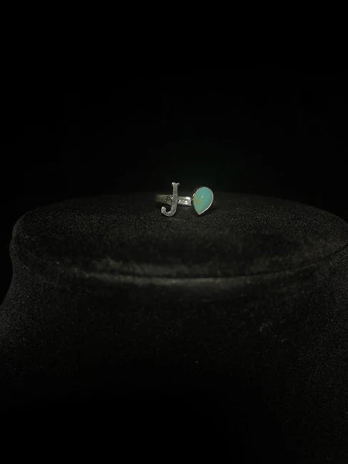 RS Sterling Silver & Turquoise Initial Rings