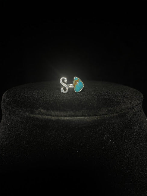 RS Sterling Silver & Turquoise Initial Rings