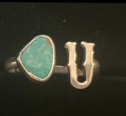 RS Sterling Silver & Turquoise Initial Rings